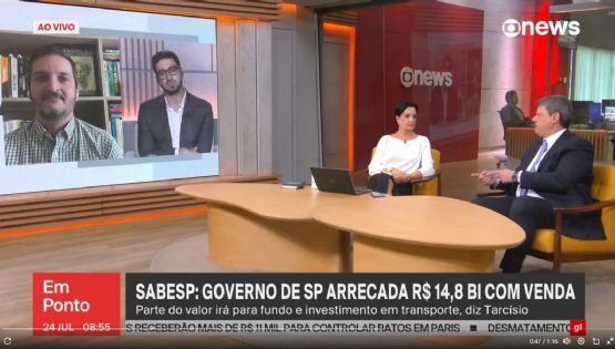 Terceira via? Tarcísio vai à Globonews fazer propaganda de privatização da Sabesp